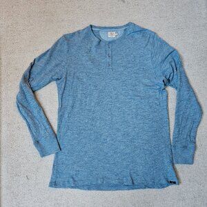Faherty Men's Long Sleeve Henley Shirt T-Shirt Blue XL Cotton Casual Classic